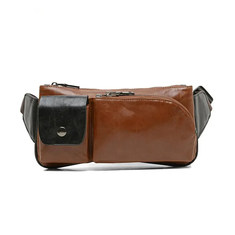 New Multifunction Men's Waist Sports Chest PU Leather Male Fanny Pack Fashion Casual Messenger Man Belt Bag