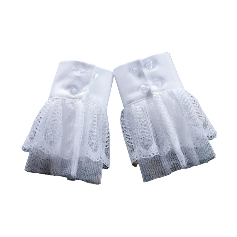 

Sweet Ruffle Sleeves Girls Layered Wrist Cuffs for Woman Sweater Skirt Decorations Female Lace Wrist Cuffs Supplies