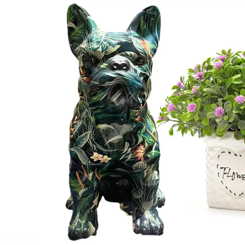 

French Bulldog Sculpture Decorative Dog Statue Colorful Dog Figurine Bulldog Sculpture Desk Decoration Entryway Wine Cabinet