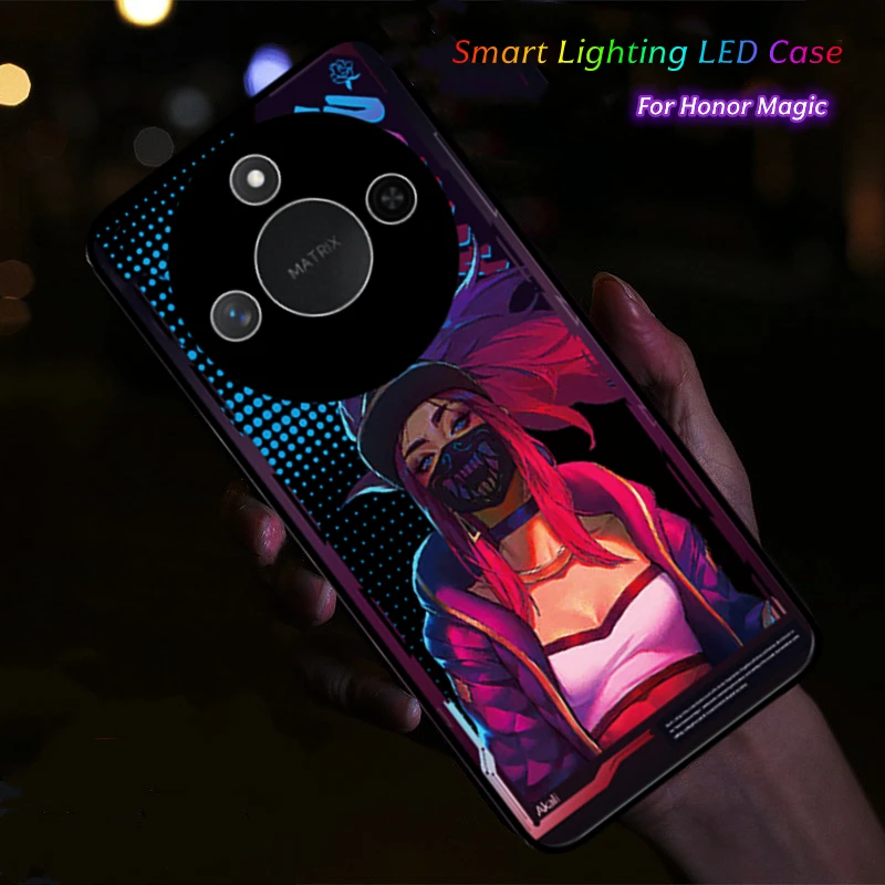 

Luminous Flash Phone Case For Honor Magic 7 Lite 8 6 5 4 3 Pro Protective LED Cover Akali Fundas Capa