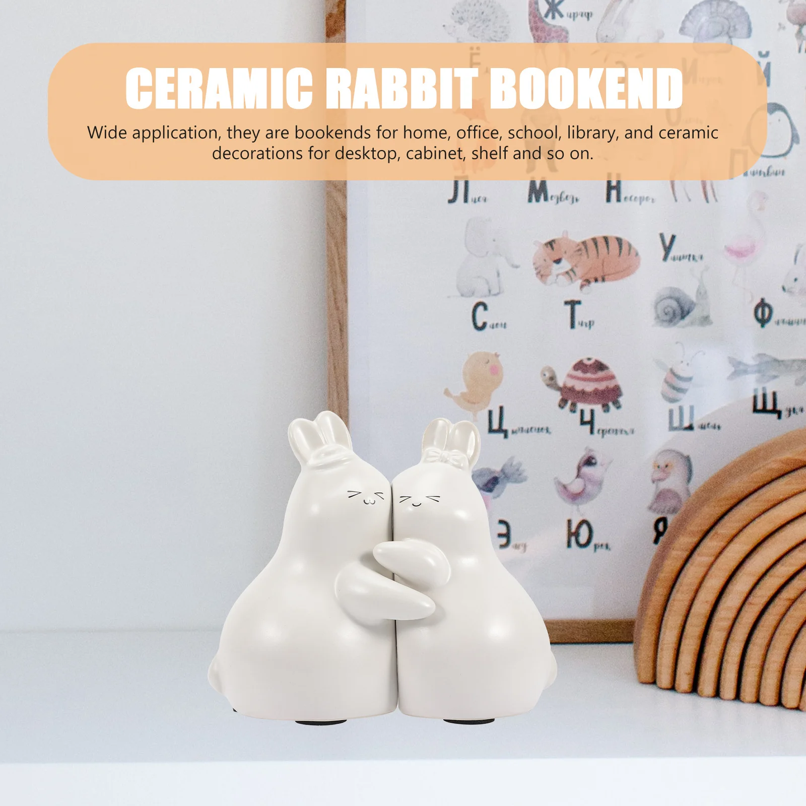 1 زوج متعدد الوظائف أرنب السيراميك الدفتين الزخرفية سطح المكتب الجرف كتاب ينتهي عملة البنك الأرنب تمثال كتاب ينتهي #1