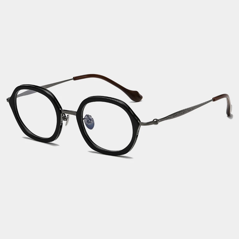 Vintage Pure Titanium Eyeglasses Frame Men Retro Handmade Acetate Glasses Frame Women Ultra Light Luxury Brand Designer Eyewear