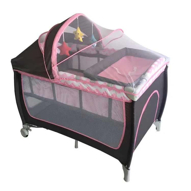 2022 comfortable baby bed beautiful crib light weight bassinet foldable kid`s cot, baby travel playpen