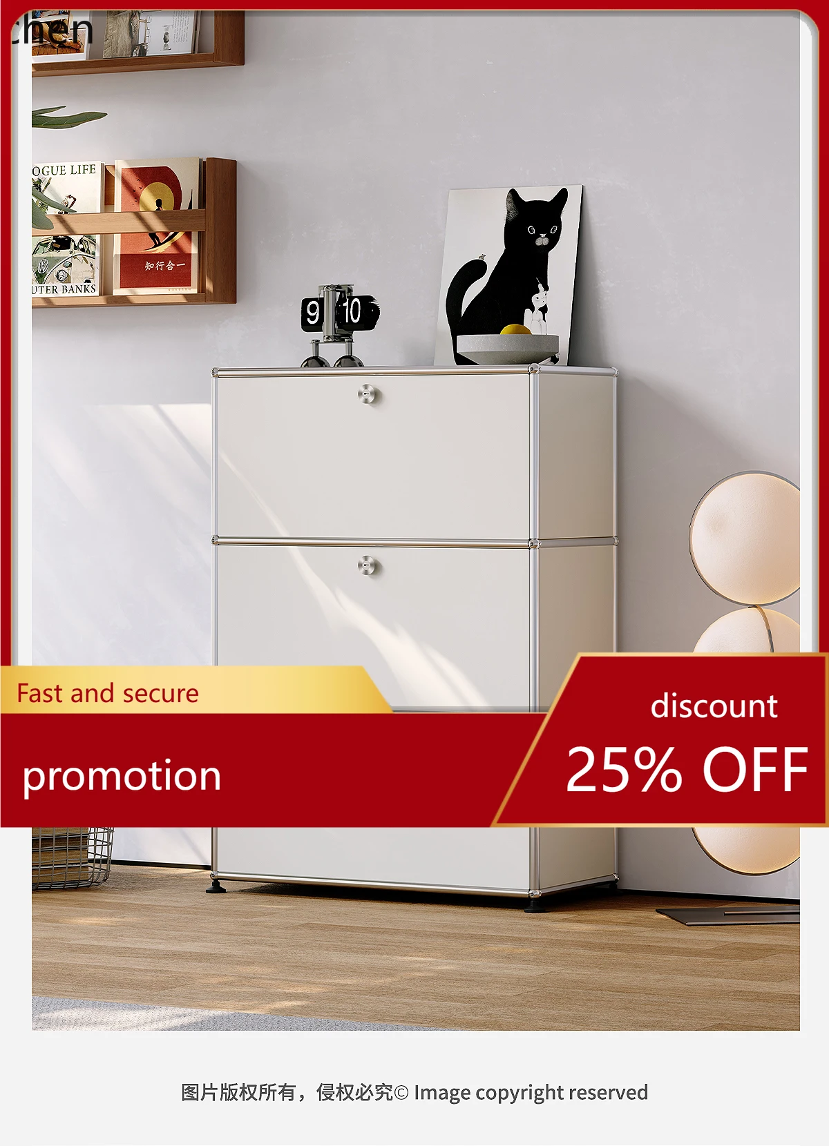 ZMLstainless steel three-bucket cabinet, living room against the wall, bedroom storage locker, bedside bucket cabinet