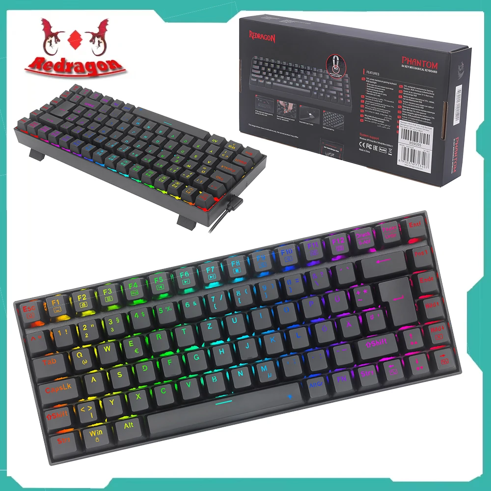 Redragon k629-rgb 75% rgb hintergrund beleuchtung mechanische spiel tastatur 84 tasten netzwerk