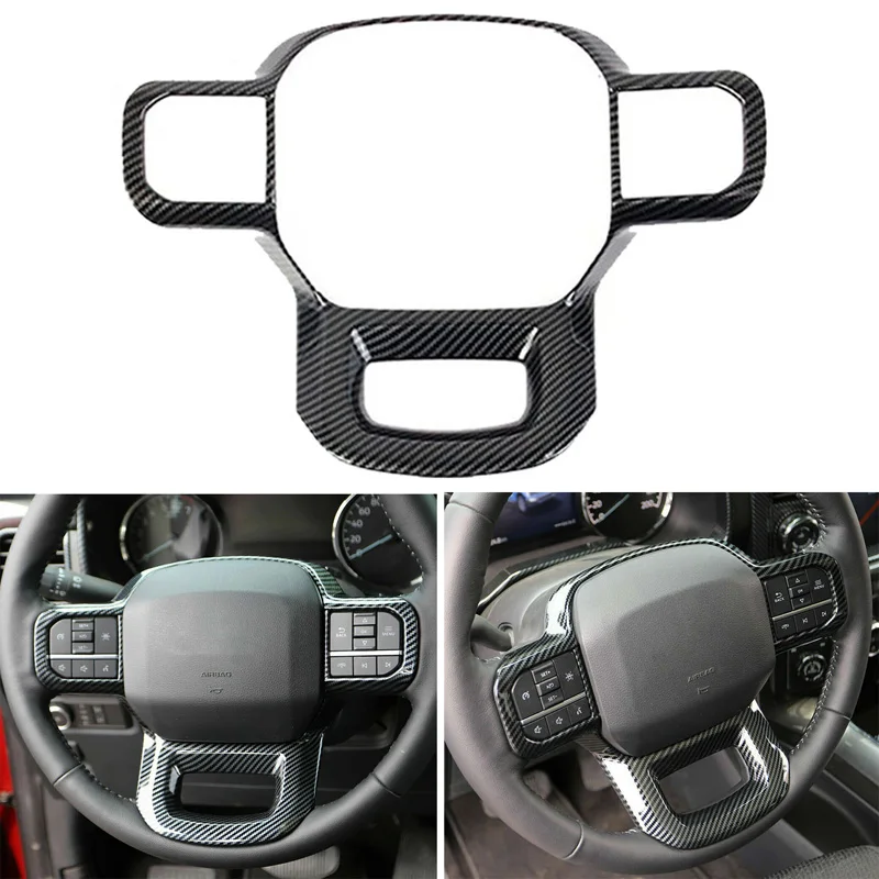 

Car Carbon Fiber Style Steering Wheel Panel Cover Trim Sticker Auto Interior Decor Accessories For Ford F-250 F-350 2023 2024