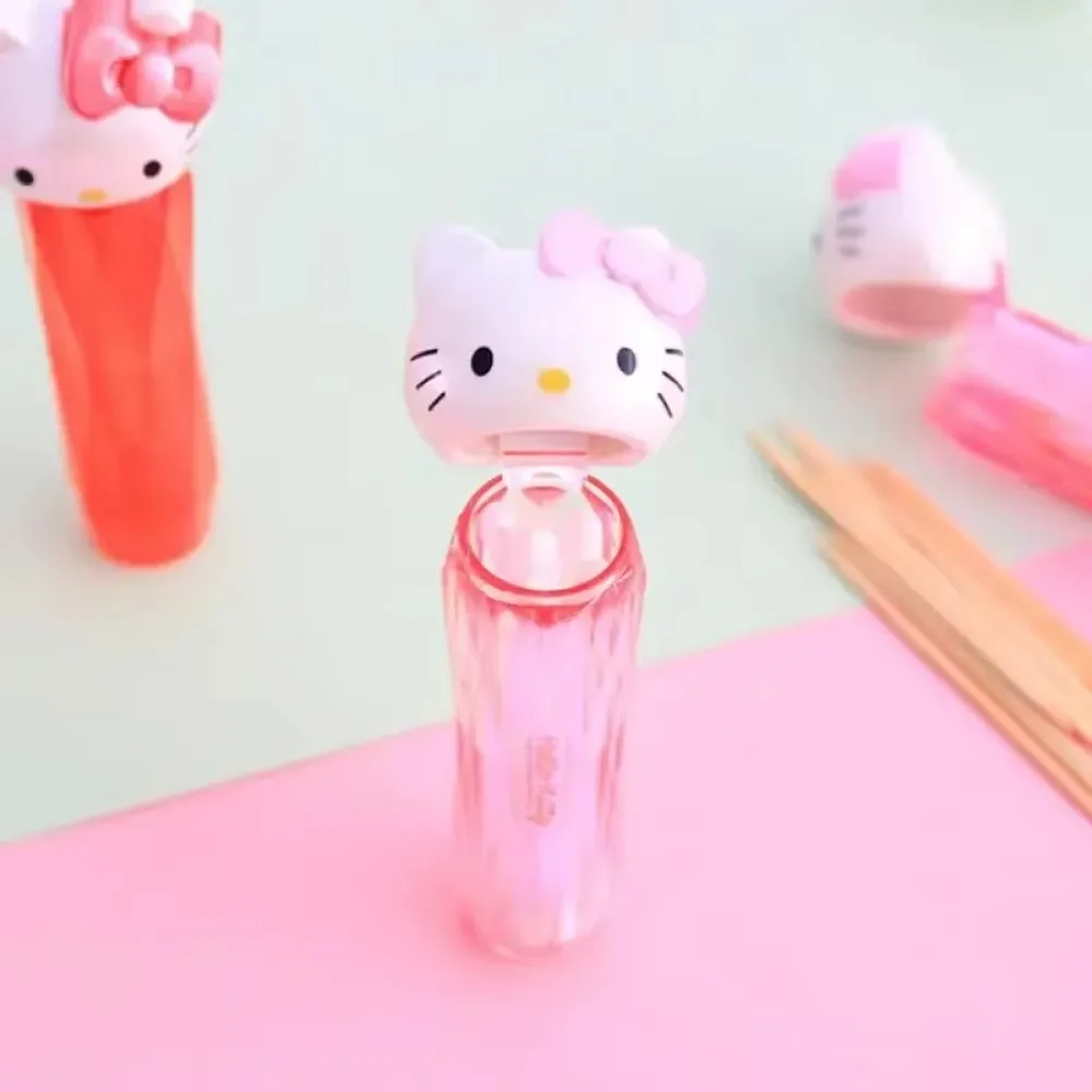 2023 Sanrioed Cute Kawaii Cartoon Kitty Cat Cotton Swab Bottle Storage Box Cute Beauty Portable Toothpick Bottle Girls Gift