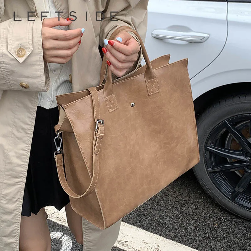 

LEFTSIDE Women High-capacity PU Leather Crossbody Bag 2025 Winter Retro Trend Short Handle Shoulder Bag Luxury Designer Handbags