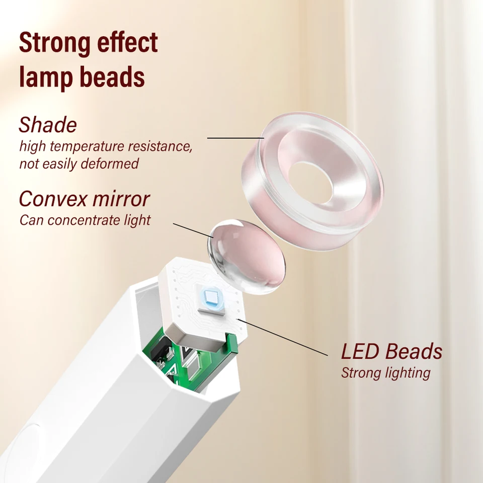 YIKOOLIN lámpara LED UV portátil recargable de mano, 3W, mini secadora de gel, 2 temporizadores, carga USB, herramienta de manicura para hogar 4