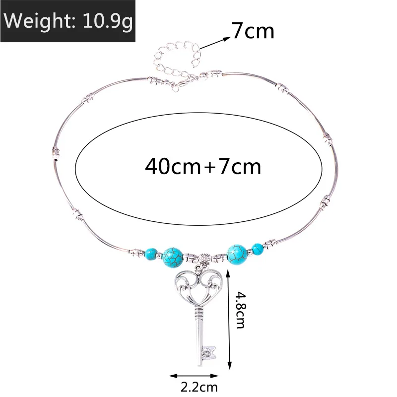 Aihua Neue Heiße Retro Tibetische Versilberte Schlüssel-Halskette Anhänger Vintage Ethnische Bohemian Schmuck für Frauen Neu in der Halskette – Detail 6