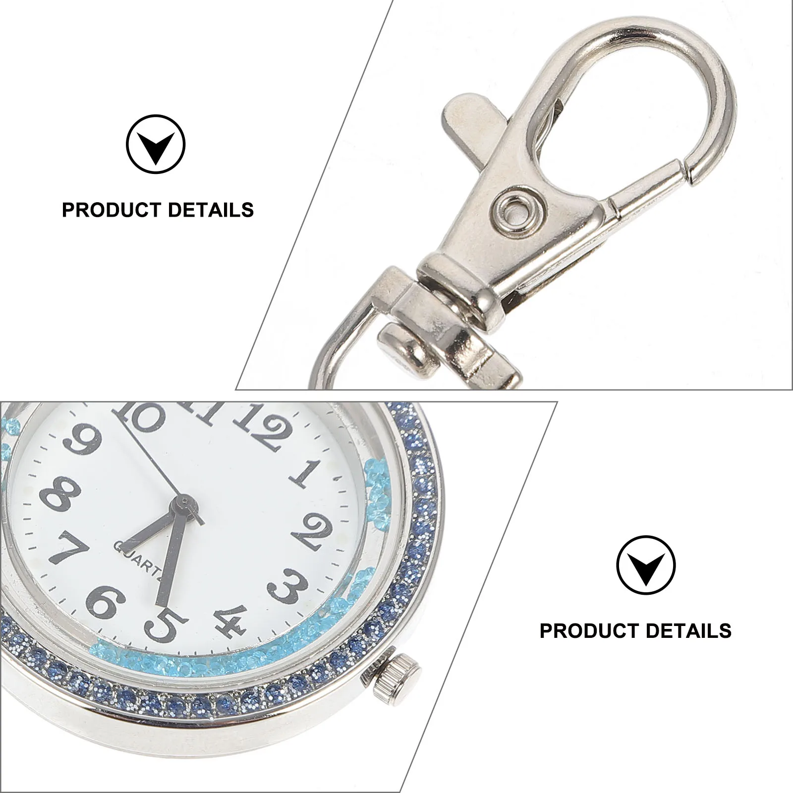 Key Rhinestone Hanging Table Ring Pocket Watch Women Stainless Steel Vintage Style Man