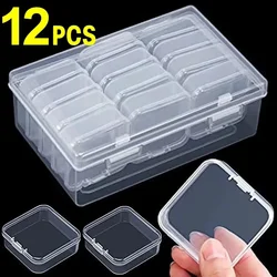 6/12Pcs Mini Storage Boxes Rectangle Transparent Plastic Jewelry Container Packaging Organizer Case for Jewelry Beads Earrings