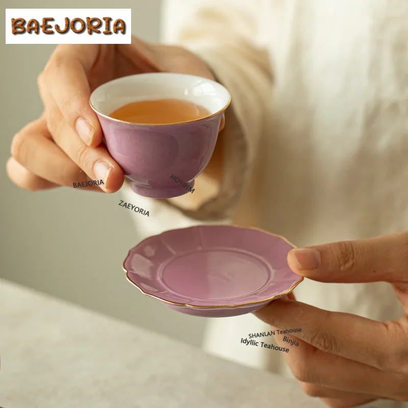 Rosy Clouds Purple Gold Coasters Aesthetic Mug Plate For Coffee Cups Saucer Heat Insulation Placemats Cup Holder Teaset Supplies - view 5