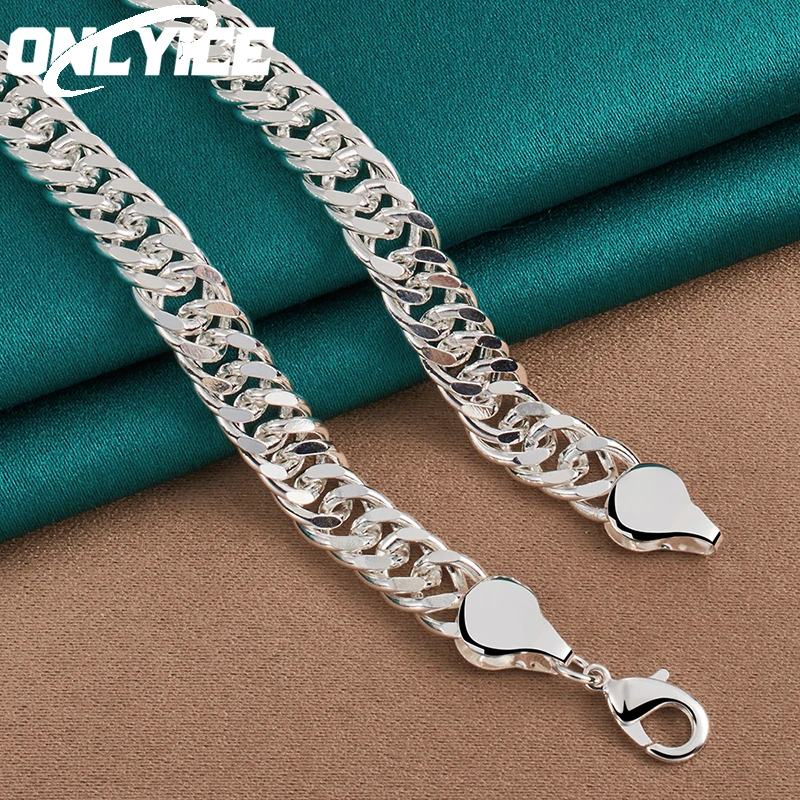 925 Sterling Silver 50cm 10mm Cuban Chain Necklace For Man Fashion Jewelry Trend Personality Hip Hop Trendsetter Accessories