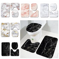 Toilet Mat 3 Piece Flannel Carpet Bathroom Floor Pat Mat Foot Mat Toilet Seat Cover Non-slip Absorbent Quick Drying Thick Bath