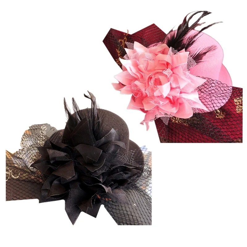 

1920s Fascinator Flower Clip for Women Flapper Headpiece Accessories for Cosplay Party Elegant Delicate Feathered Clip D5QB