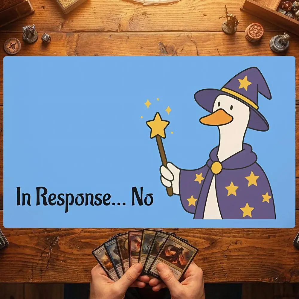 Magic Card Playmat TCG Playmat Blue Reading Duck Non-Slip Stitched Edge Tabletop Gaming Mats Tapete Magic Card Pad