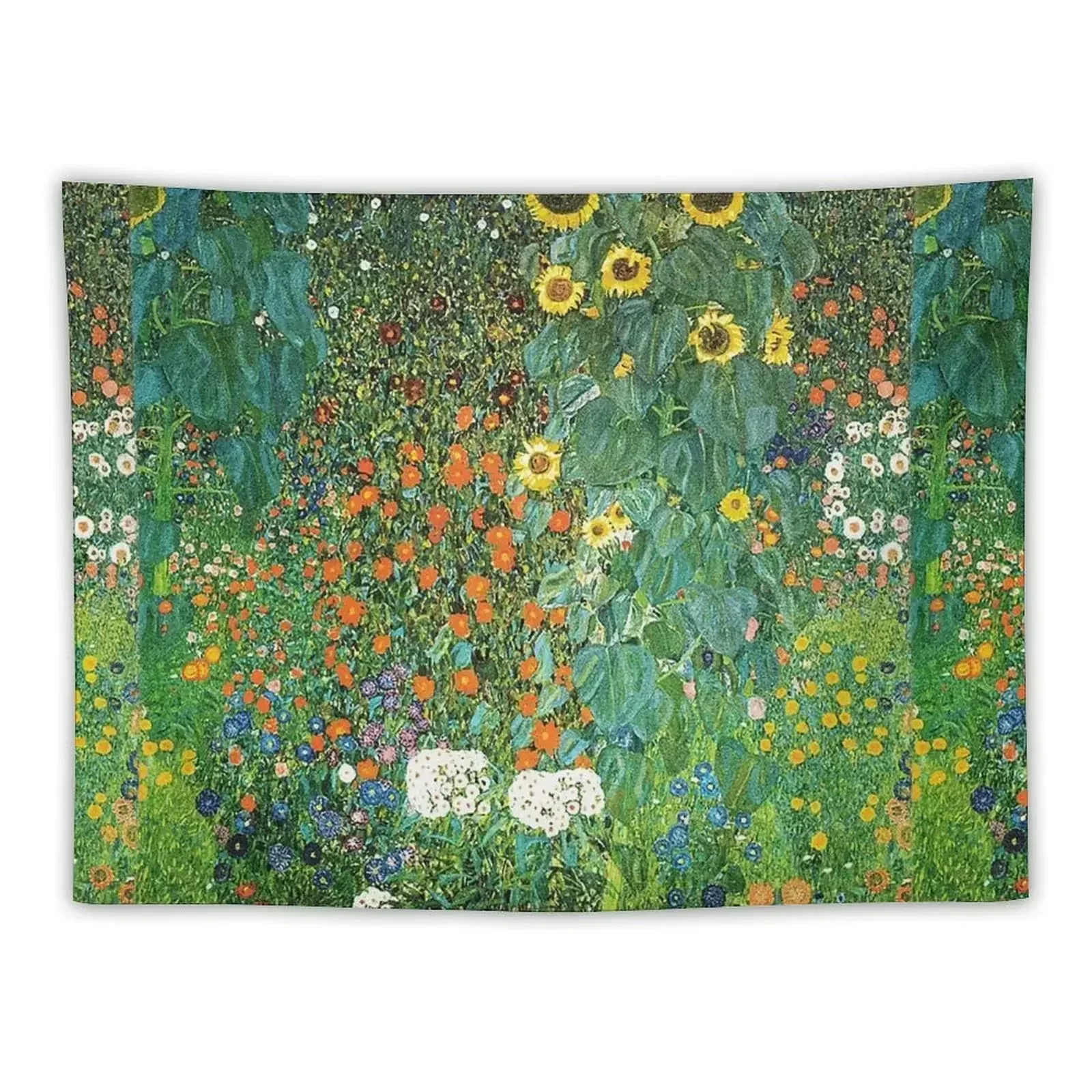 HD Country Garden With Sunflowers , by Gustav Klimt 1905-06 HIGH DEFINITION Tapestry Bedroom Decor Wall Decor Tapestry