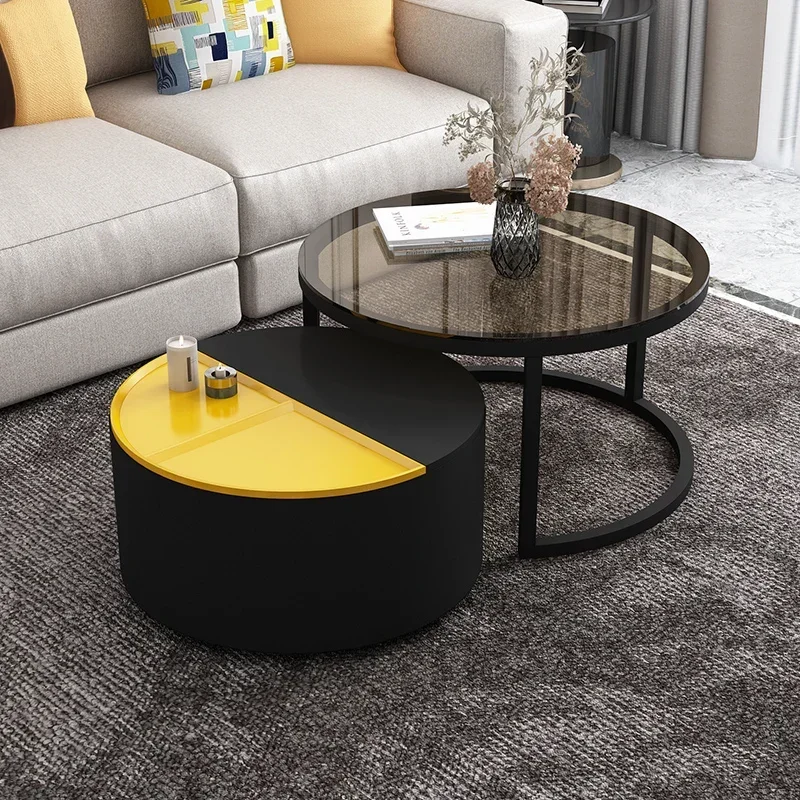 

Традиционный скандинавский простой журнальный столик, стеклянный круглый пол, металлический черный журнальный столик, центральная дизайнерская мебель Mesa De Centro Sala