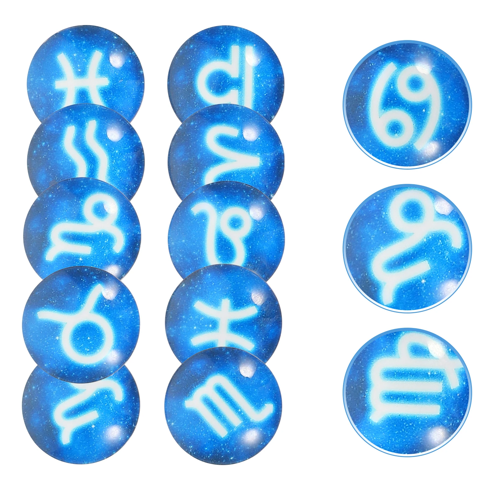 

Gems for Crafts Horoscope Pattern Jewelry Decoration Zodiac Sign Glass Cabochons Round Blue