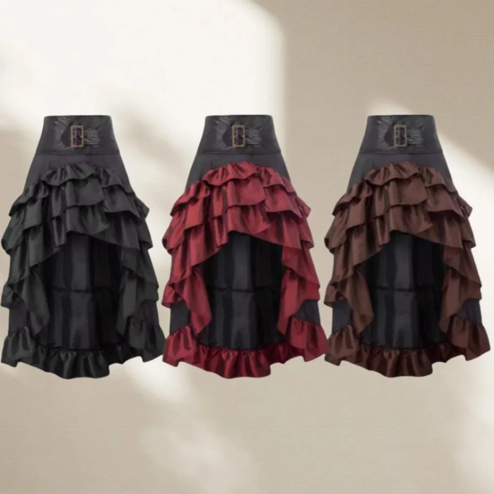 

American Gothic Style Is Coming. Hot Sale Pirate Skirt for Women, Irregular Ruffled Maxi Skirt Showcasing Personality