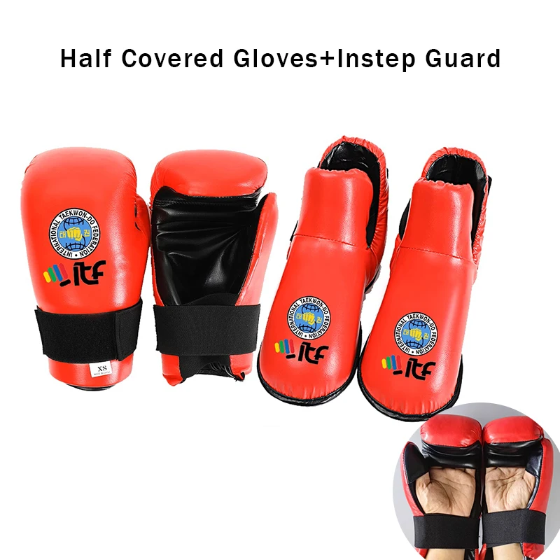 Karate Sparring Taekwondo Hand Fußschutz Set Kickboxen Muay Thai Training Boxhandschuhe Free Fight Kampfsport Fußausrüstung