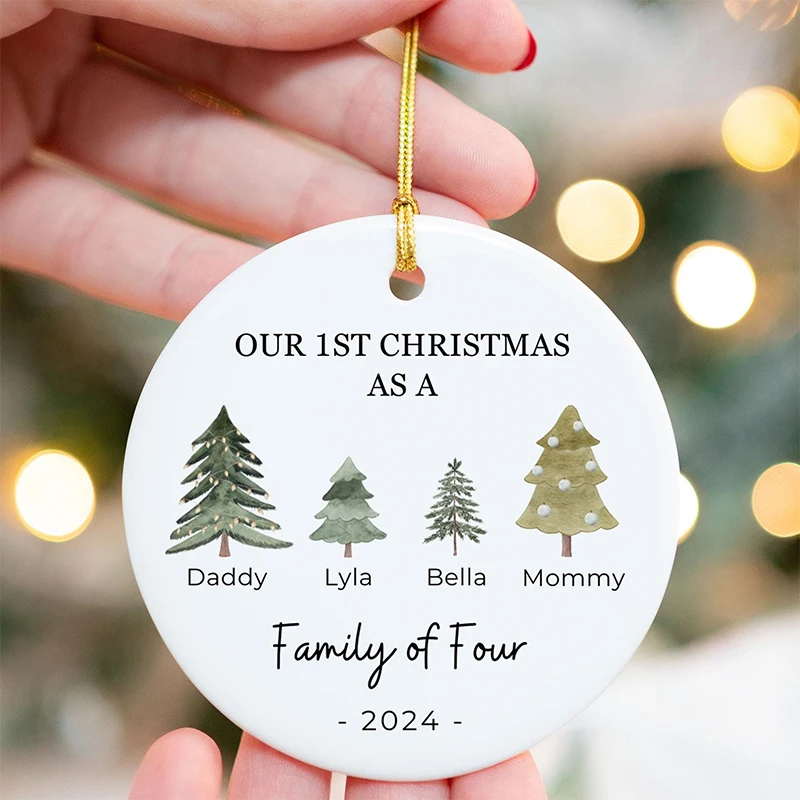 

Family of Three Christmas Ornament Personalized Baby's First Christmas Ornament Family Holiday Keepsake