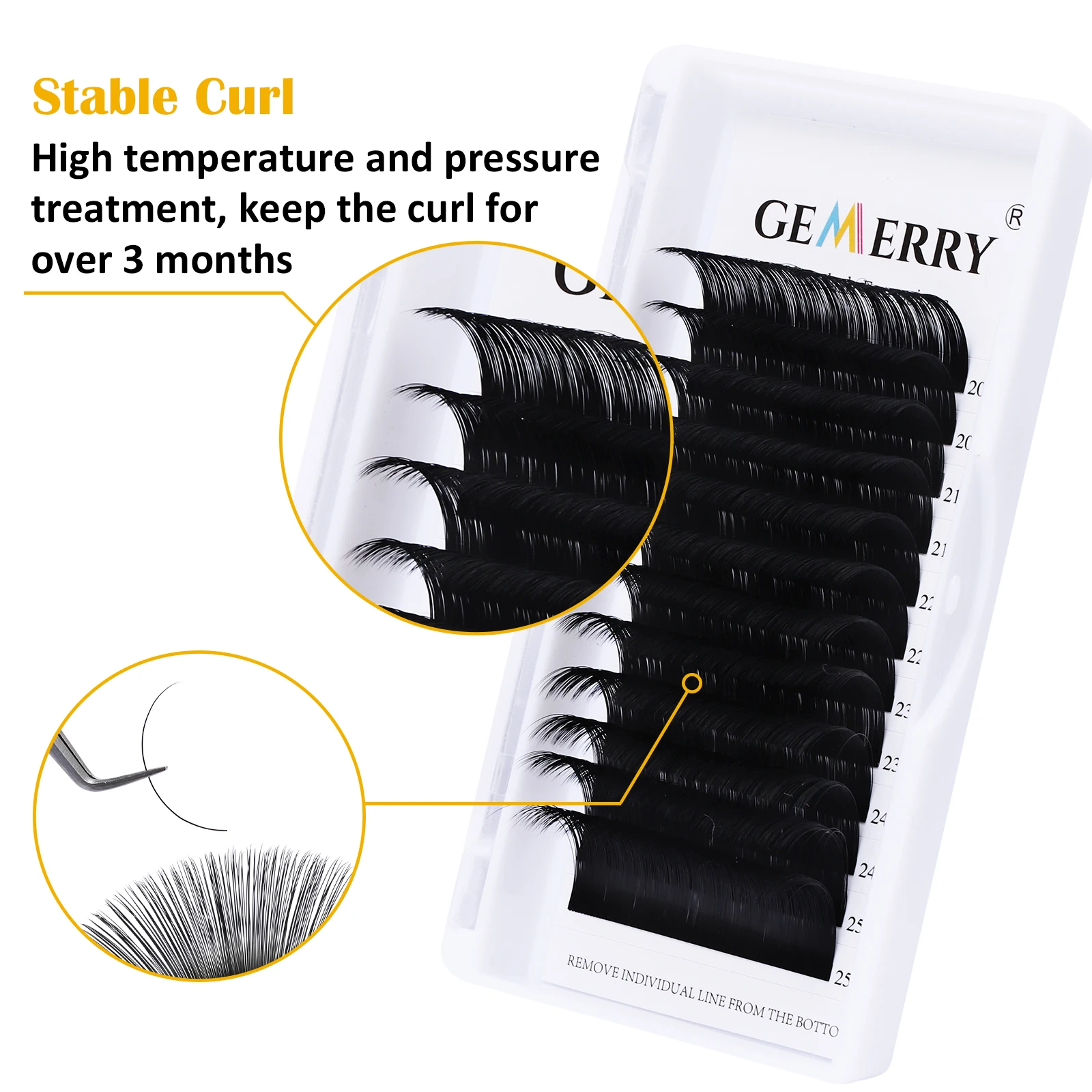 Gemerry Individual Eyelashes For Extension Cat Eyelash Classic Round Lash Faux Mink Handmade Ellipes Flat Lashes Makeup Supplies