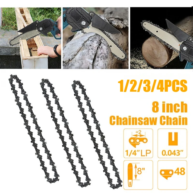 1-4 PCS 8 Inch Mini Metal Chainsaw Chains 1/4