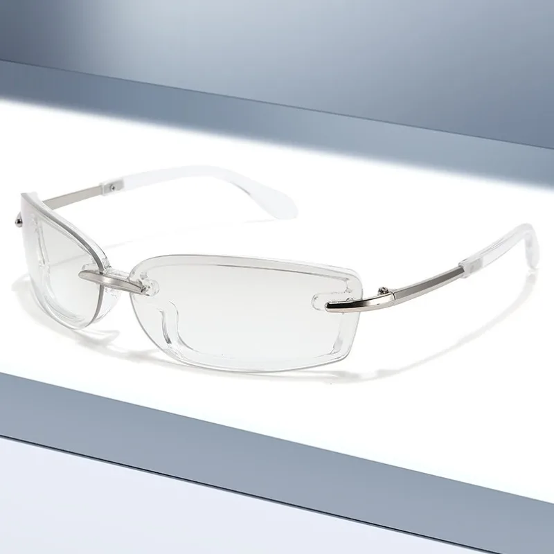 Rimless Sunglasses Square Candy Color  Metal Temples UV Protection Women's Sun Glasses Y2K Dopamine Dressing Eyewear Accessories