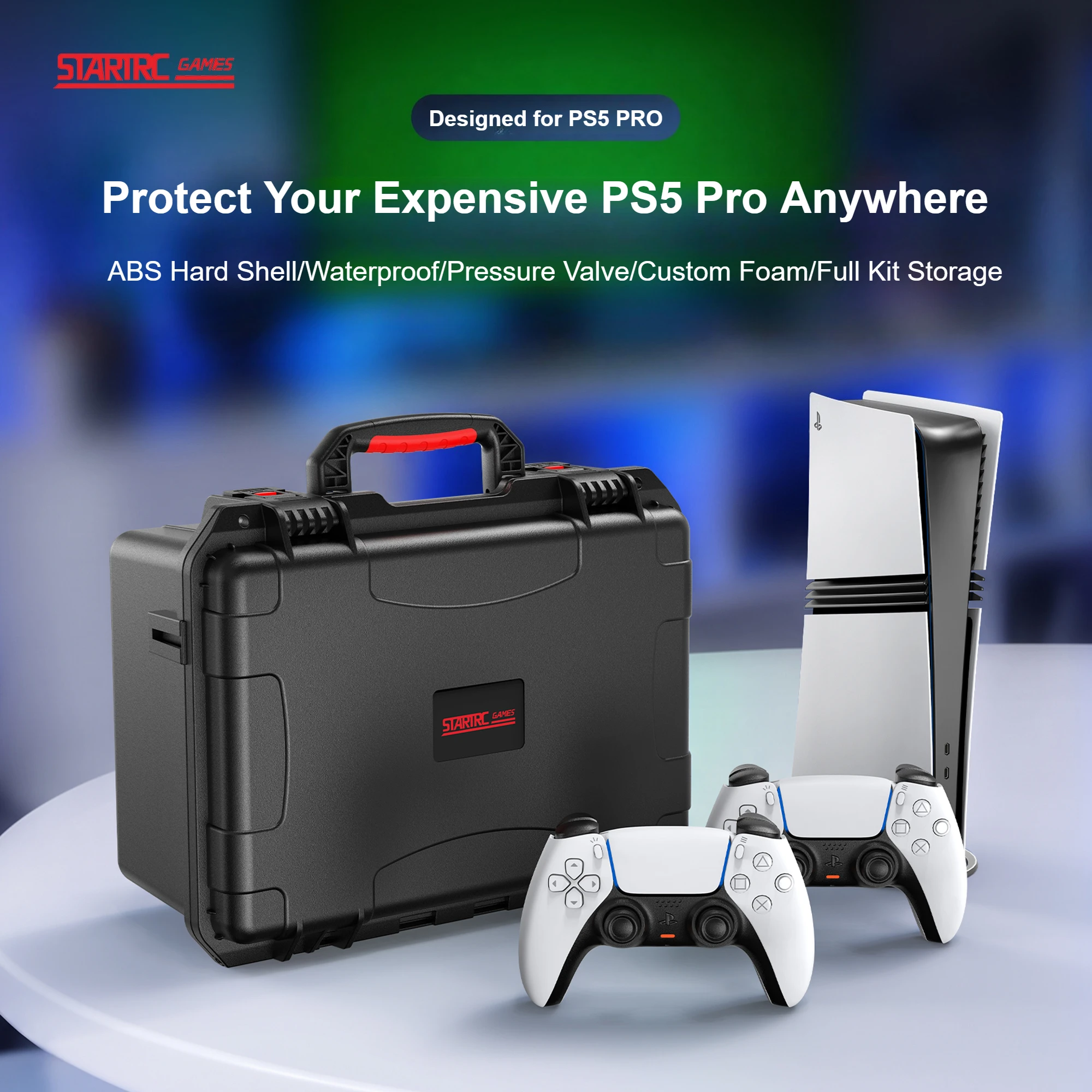 PS5 Pro Carrying Case Waterproof Hard Shell Travel Case For PS5 Pro Console PS5 Disc Digital Edition Controller Accessories