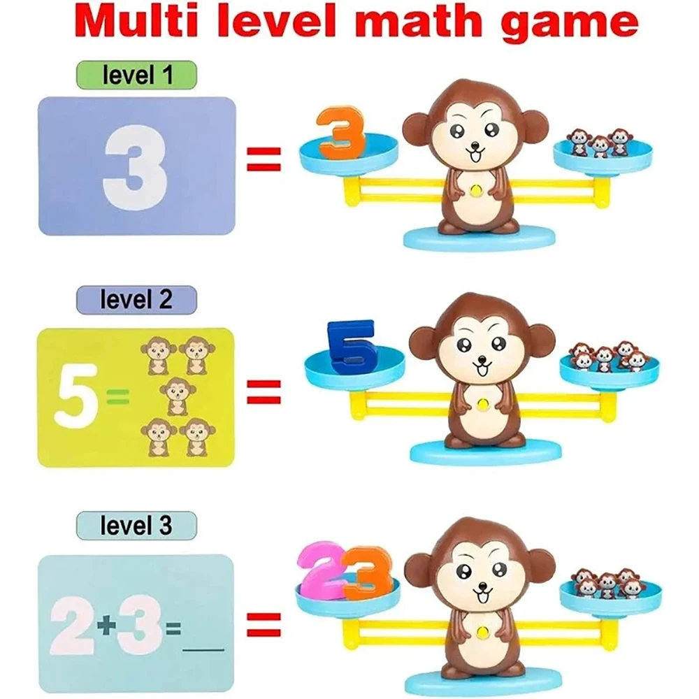 Montessori Math Toy Monkey Balance Baby Montessori Educational Games Number Toy Educational Learning Toys Teaching Material