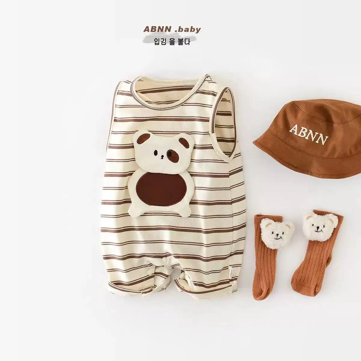 Somenie Summer Baby Clothes Baby Chic Striped Thin Tank Top Ha Yi Super Cute Baby One-piece Outdoor Wear