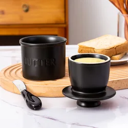 Ceramic Butter Cup Yellow Oil Tank Water Sealed Cheese Sealed Tank With Cover Creative Western Style Butter Box Kitchenware