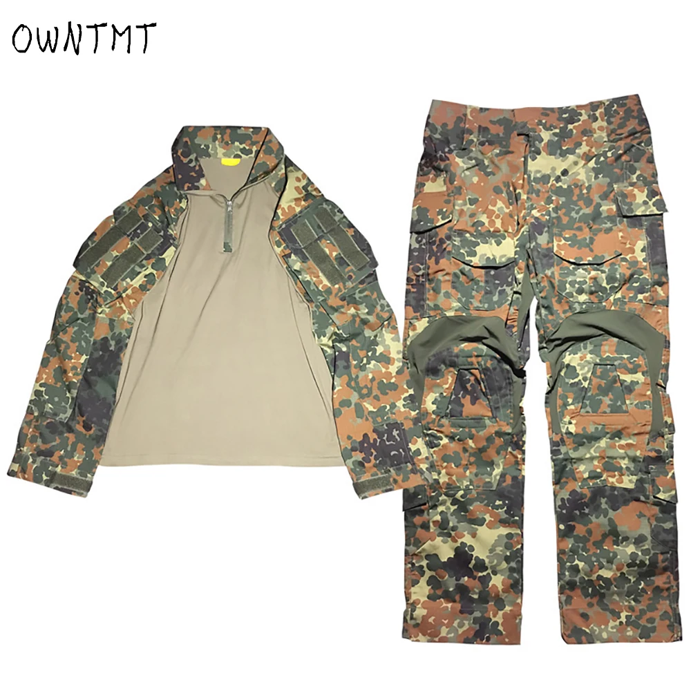 Flecktarn mężczyźni odzież wojskowa Multicam Wargame zestaw trening polowanie Airsoft fani najlepsze ubrania męska koszula bojowa spodnie Outdoor