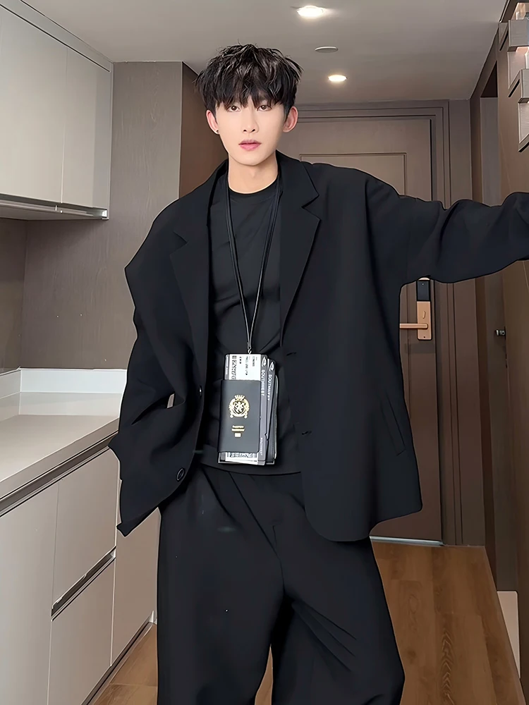 

Мужской повседневный пиджак Cleanfit Bla для весны и осени, модный, в британском стиле, из полиэстера, с длинными рукавами и закругленным низом