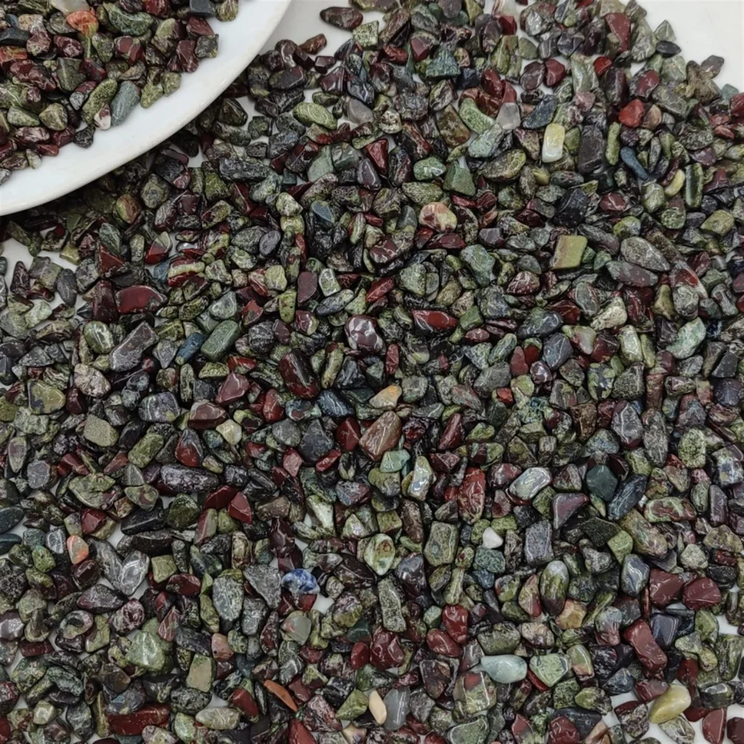 3-12mm Natural Dragon Bloodstone Chips Gravel Rock Quartz Crystal Gemstone Fish Tank Aquarium Home Decoration Natural stones