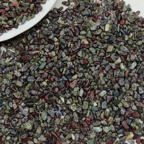 3-12mm Natural Dragon Bloodstone Chips Gravel Rock Quartz Crystal Gemstone Fish Tank Aquarium Home Decoration Natural stones