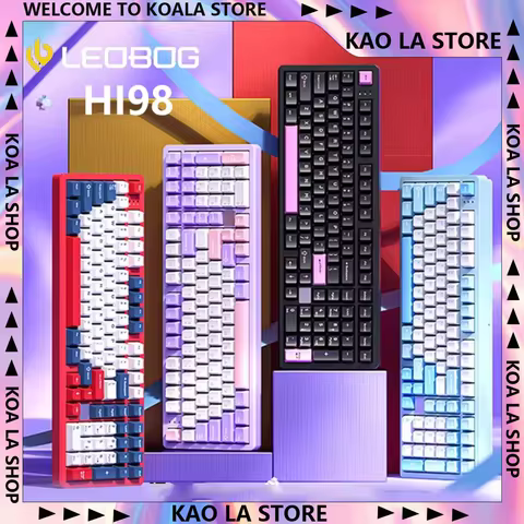 LEOBOG Hi98 Tri Mode Gasket Mount Custom Mechanical Keyboard 98 Layout Hot Swappable Aluminum Case PBT Keycaps RGB Wireless Wire