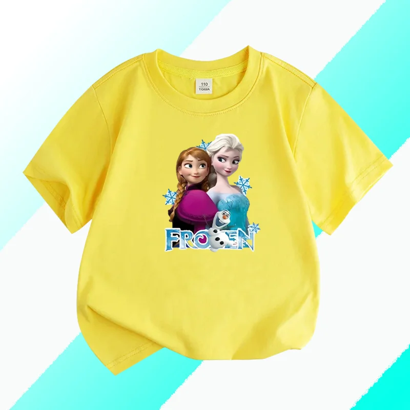 Anime Frozen Kids Clothes Summer The Snow Queen Print Soft T-shirts Boys Girls Fashion Outfits Sets Children Gift Clothing