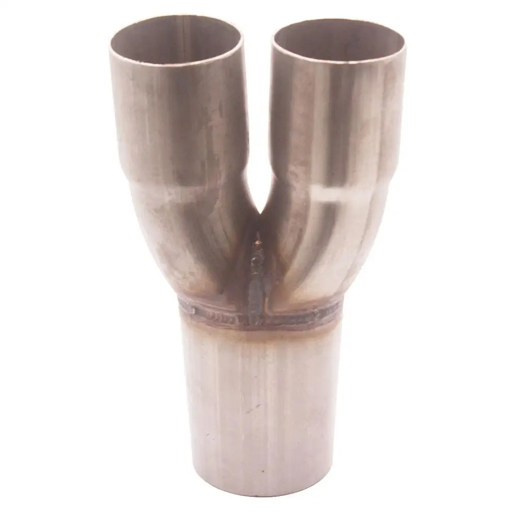 Exhaust Merge Collector, Dual 2inch ID Inlet Single 2.5inch OD Outlet Stainless Steel Exhaust Merge Collector, 25*12*12cm