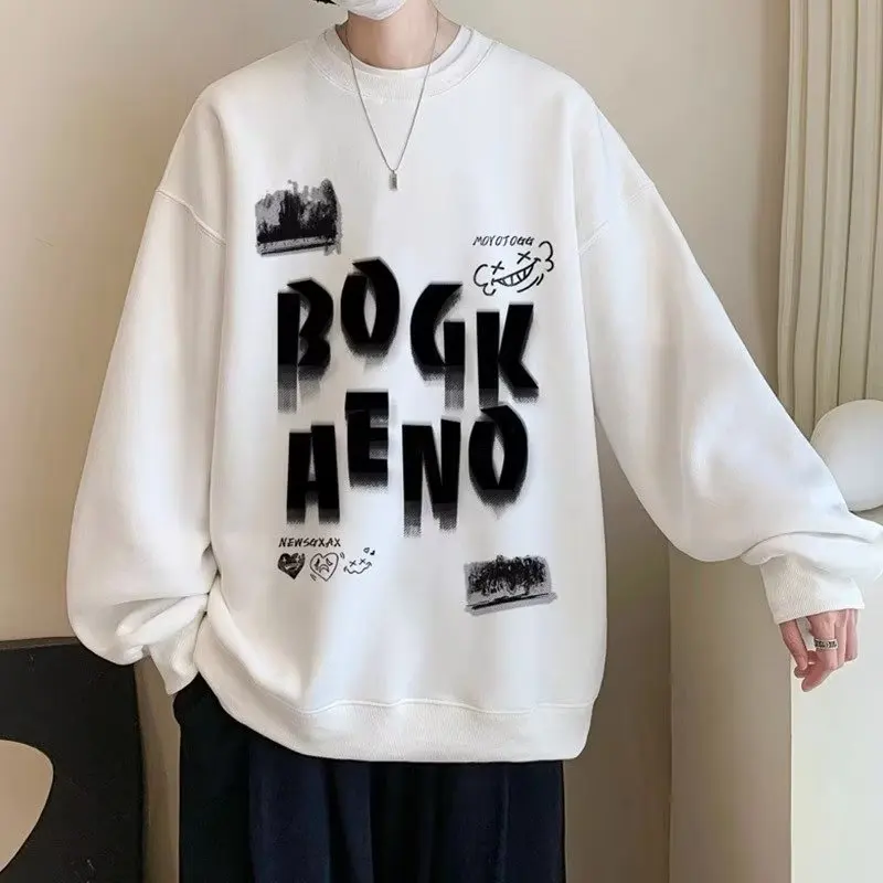 

Korean Style Loose Round Neck Sweatshirt 2024 Autumn Thick Loose Sweatshirts Winter O-Neck Loose Streetwear Gothic Letter Print