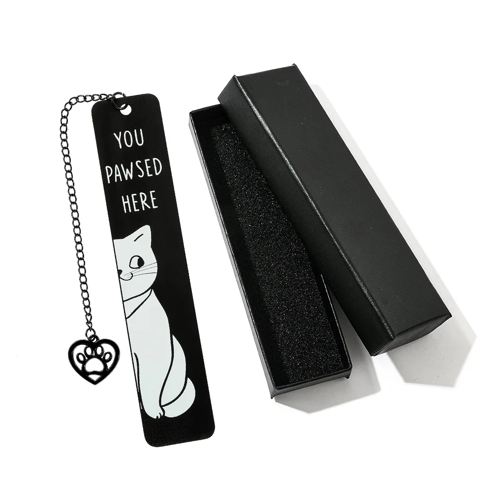 

Cute metal cat bookmark, fun stainless steel with tassel bookmark, an office reading gift for cat lovers.