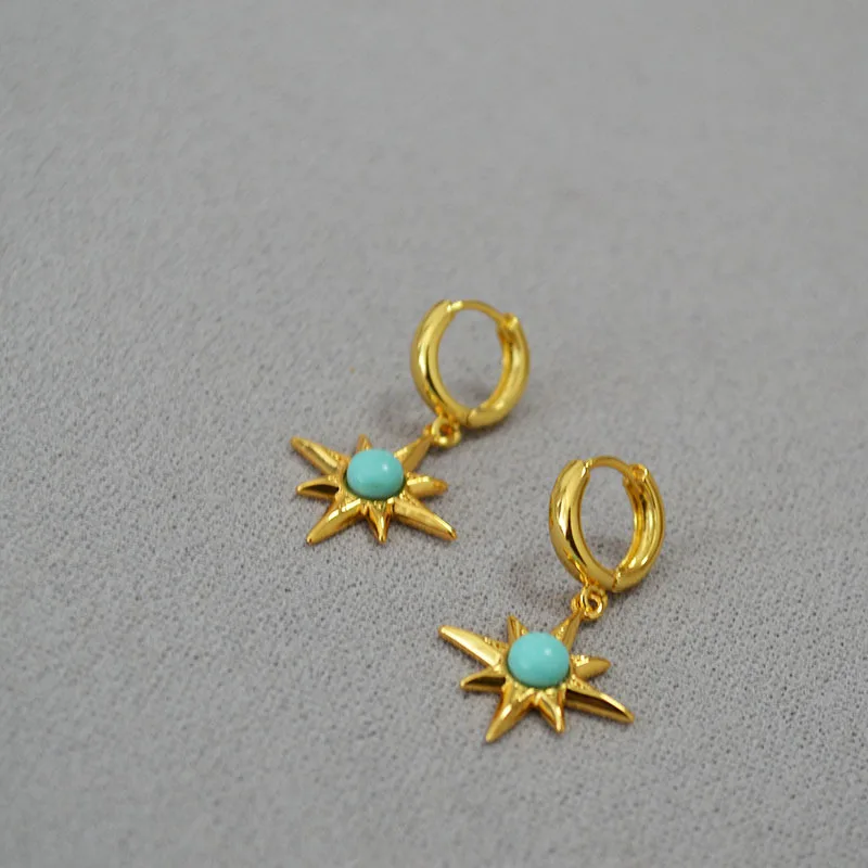 

Retro minimalist star turquoise earrings GIRLS summer sweet buckle earrings