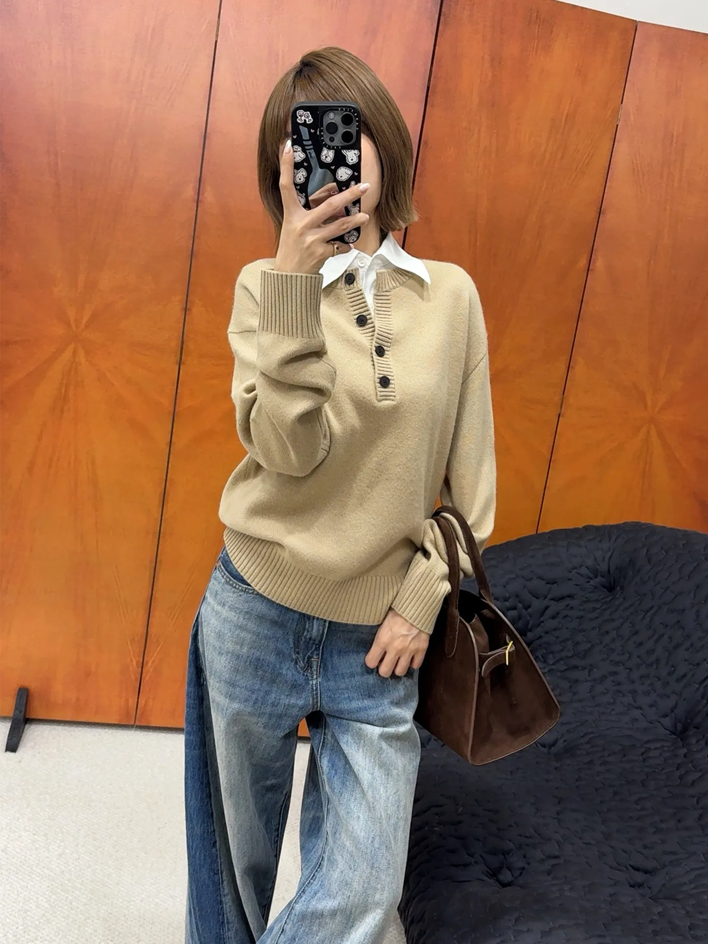 

Женский вязаный свитер ASBR из смесовой шерсти и камары, съемный, повседневный, мягкий, длинный рукав, теплый, термо, модный, осень-зима