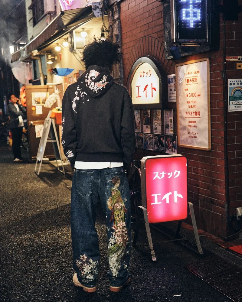 Y2K Harajuku Jeans nuovi jeans multitasche ricamati in tessuto denim di alta qualità Pantaloni gotici vintage hip-hop streetwear a gamba larga