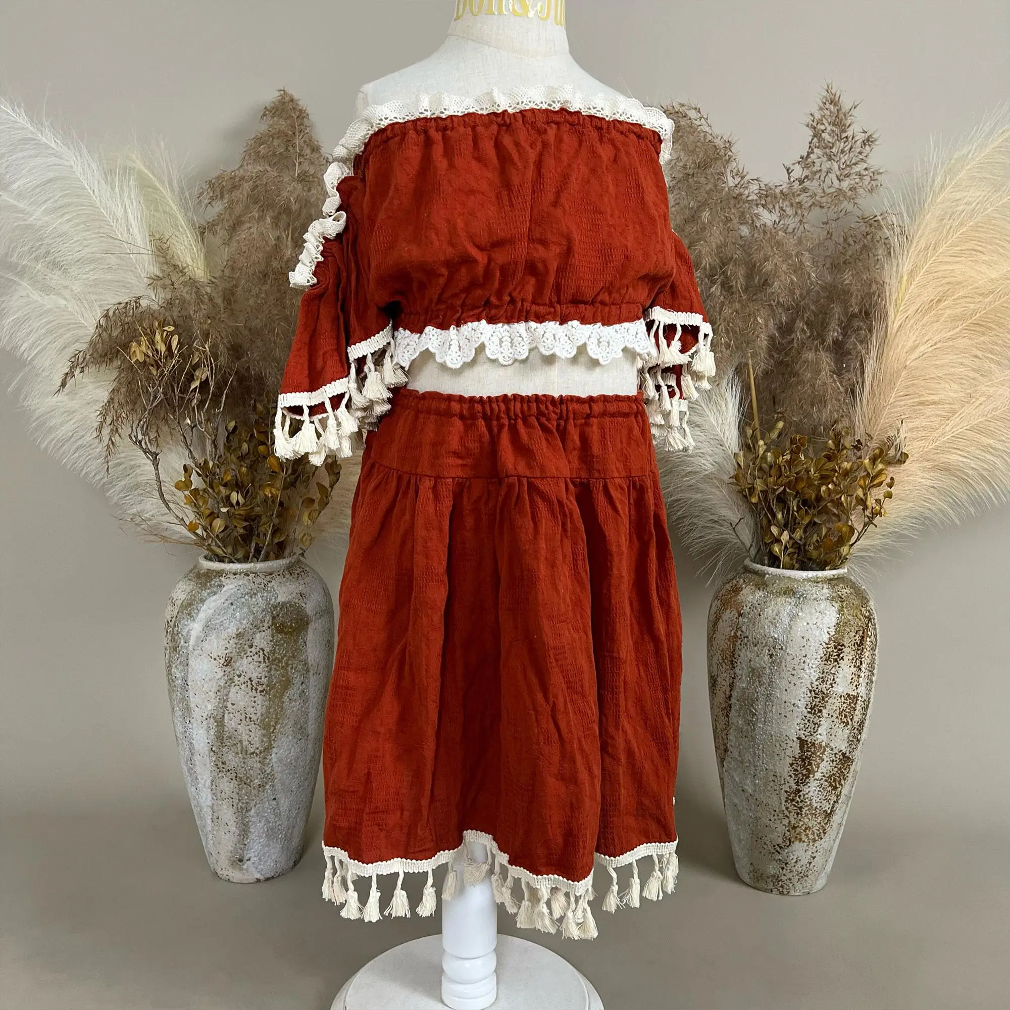 

Don&Judy Baby Costume Dress For Photography Girl Birthday Tassel Two Pieces Set Cute Girl Gift Dresses For Summer