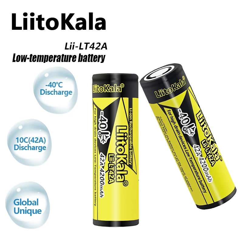 1-10PCS LiitoKala Lii-LT42A 21700 4200mah 3.7V Rechargeable Battery 45A High Power Discharge for -40° Low-temperature battery