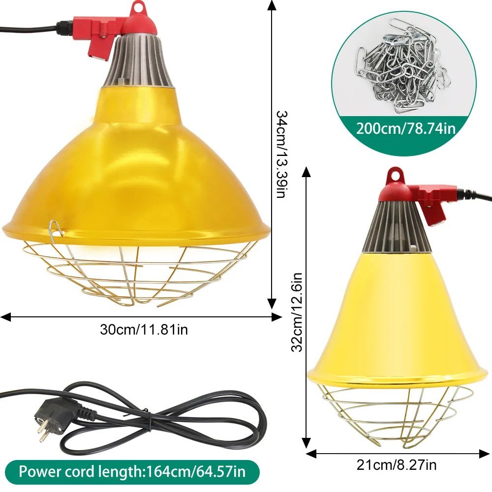Scaldasalviette per maiali e bestiame, paralume per lampada riscaldante, temperatura regolabile, per coltivazione di pollame, oca, maiale, lampada per la conservazione del calore