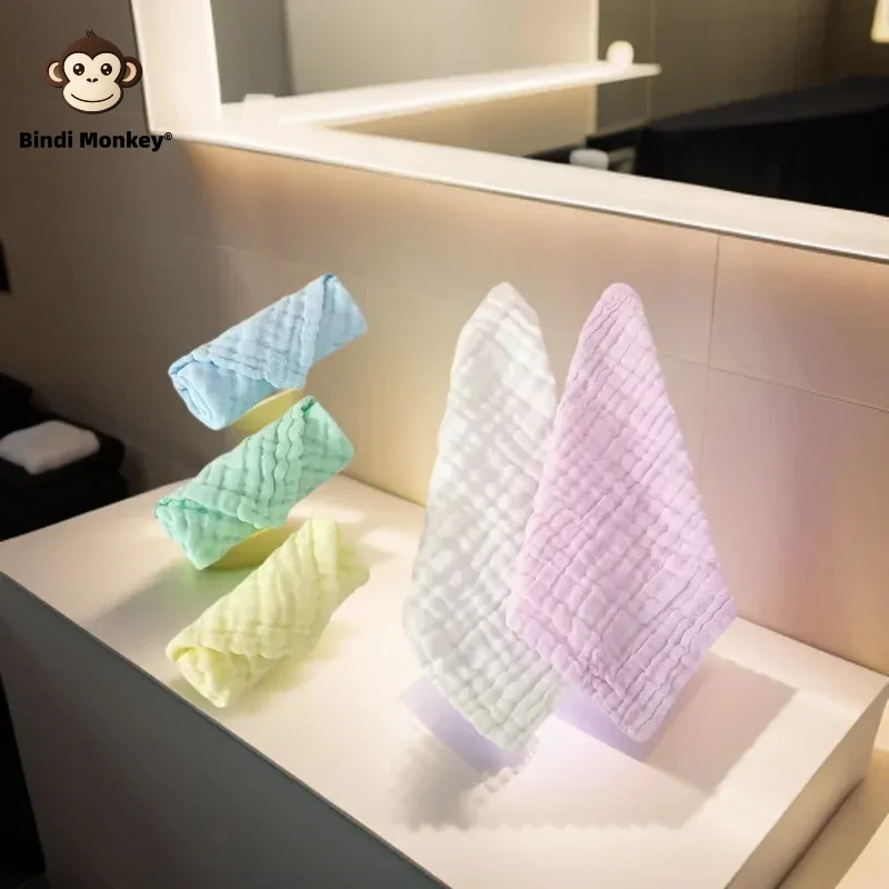 5 Pieces of Six Layers of Pure Cotton Pure Color Gauze Square Towel Saliva Towel 25*25cm